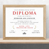 Classic Wit Rood Afstuderen Diploma Award Digita Poster
