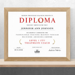 Classic Wit Rood Afstuderen Diploma Award Digita Poster