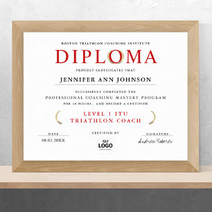 Classic Wit Rood Afstuderen Diploma Award Digita Poster