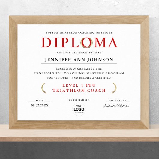 Classic Wit Rood Afstuderen Diploma Award Digita Poster
