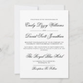 Classic Wit  Zwart Script Formal Kaart (Voorkant)