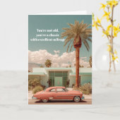 Classic with Excellent Mileage Funny Birthday Card Kaart (Gele Bloem)