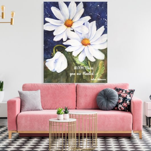 Classic Witte Daisies in Waterverf Canvas Afdruk (Insitu (Woonkamer))