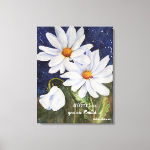 Classic Witte Daisies in Waterverf Canvas Afdruk