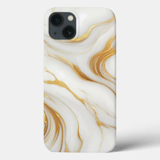 Classic Witte Marmeren iPhone 13 Hoesje met Gouden