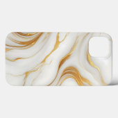 Classic Witte Marmeren iPhone 13 Hoesje met Gouden (Achterkant (horizontaal))