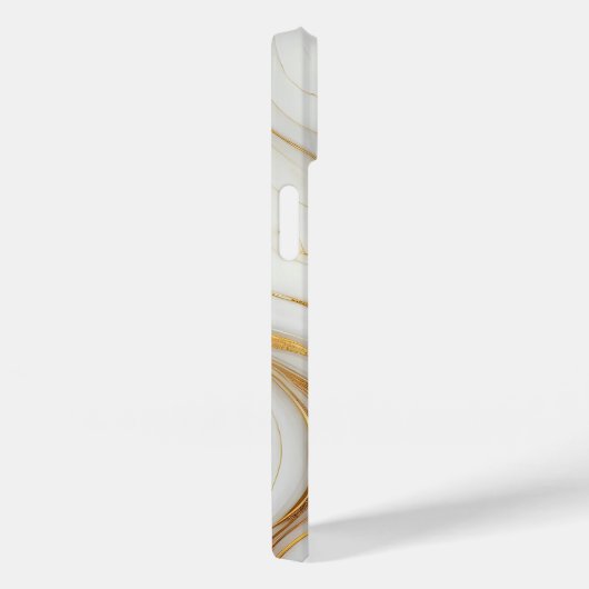 Classic Witte Marmeren iPhone 14 Hoesje met Gouden (Achterkant / Rechts)
