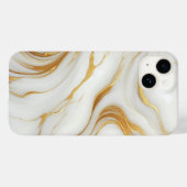 Classic Witte Marmeren iPhone 14 Hoesje met Gouden (Achterkant (horizontaal))