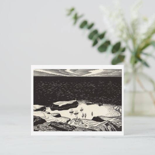 Classic Woodcut Briefkaart (Staand voorkant)