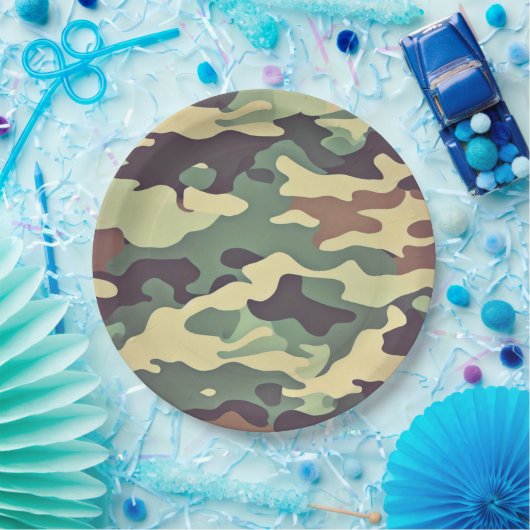 Classic Woodland Camouflage Papieren Bordje (Feest)