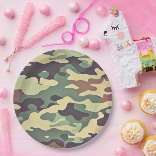 Classic Woodland Camouflage Papieren Bordje (Feest)