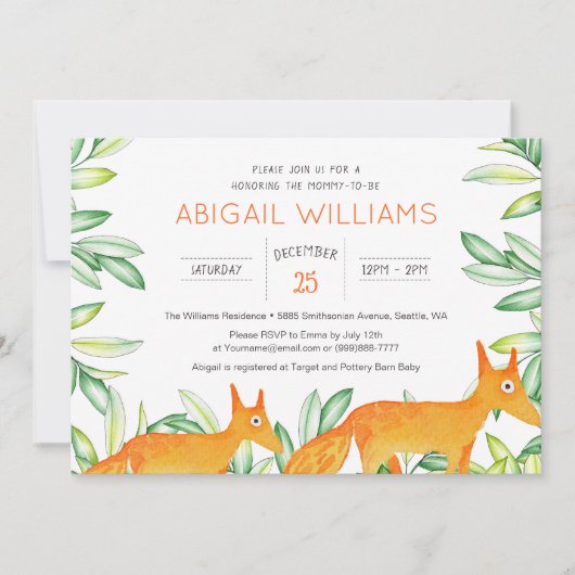 Classic Woodland Fox Baby shower Kaart (Voorkant)