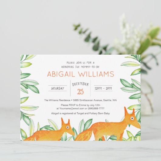 Classic Woodland Fox Baby shower Kaart (Staand voorkant)