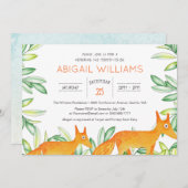 Classic Woodland Fox Baby shower Kaart (Voorkant / Achterkant)
