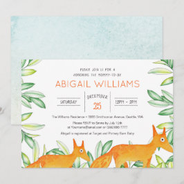 Classic Woodland Fox Baby shower Kaart