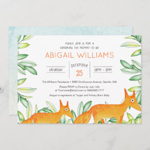 Classic Woodland Fox Baby shower Kaart