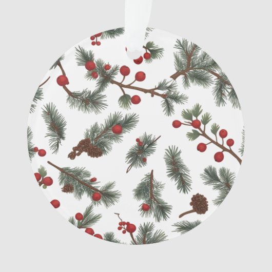 Classic Woodland Wreath Acrylic Ornament – Rustic  (voorkant)