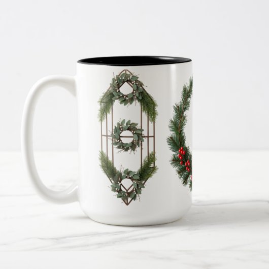 Classic Woodland Wreath Two-Tone Mok - Rustiek (Links)