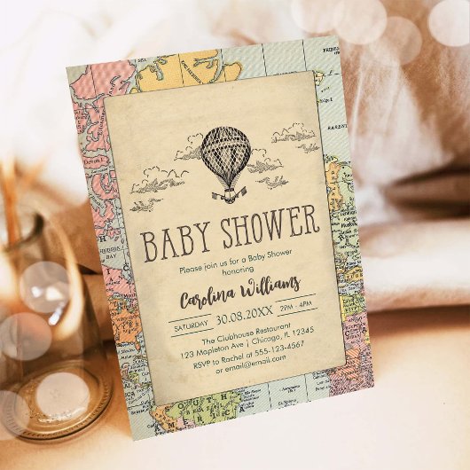 Classic World Travel Baby Shower Invitation Kaart