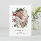 Classic Wreath | Eenvoudige twee foto's voor pretk Feestdagenkaart (Staand voorkant)