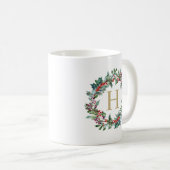 Classic Wreath Holiday Monogram Koffiemok (Voorkant rechts)