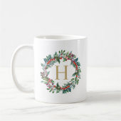 Classic Wreath Holiday Monogram Koffiemok (Links)