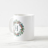 Classic Wreath Holiday Monogram Koffiemok (Voorkant links)