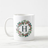 Classic Wreath Holiday Monogram Koffiemok (Links)