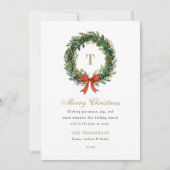 Classic Wreath Monogram Christmas Family Name Feestdagenkaart (Voorkant)