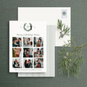 Classic Wreath Monogram Multi-Photo Holiday Kaart