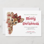 Classic Xmas baby fawn peeking forest greeting   Feestdagenkaart (Voorkant)