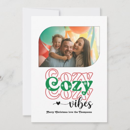 Classic Xmas Cosy Vibes Only Kerstfoto Feestdagenkaart (Voorkant)