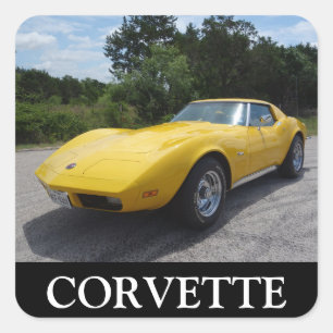 Classic Yellow 1973 Corvette Vierkante Sticker