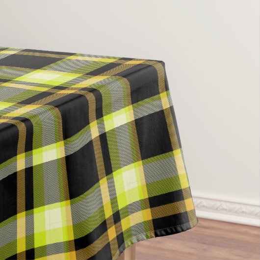 Classic Yellow Black Plaid Pattern Retro Tartan Tafelkleed (Voorbeeld)