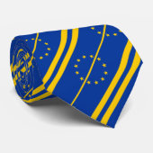 Classic Yellow Blue Europe Stripes Patroon Stropdas (Opgerold)