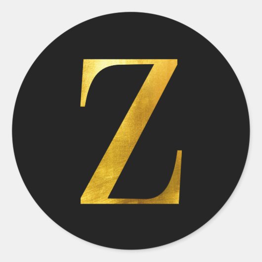 Classic Yellow Gold Foil Monogram Z op zwart Ronde Sticker (Voorkant)