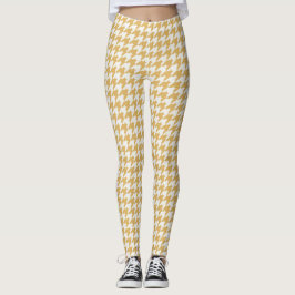Classic Yellow Houndstooth Pattern-Leggings Leggings