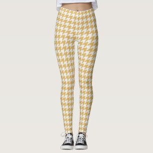 Classic Yellow Houndstooth Pattern-Leggings Leggings