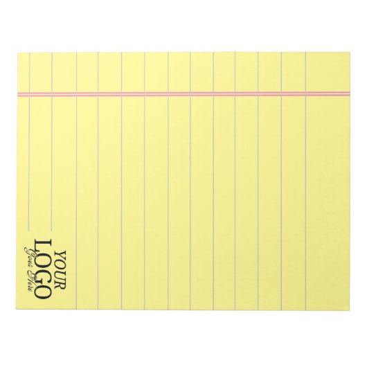 Classic Yellow Legal 8.5 x 11 met Logo Notitieblok (Voorkant)