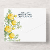 Classic Yellow Roses Flowers Waterverf All In One Uitnodiging (Achterkant)