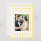 Classic Yellow Stripes Photo Wedding Save The Date (Voorkant)