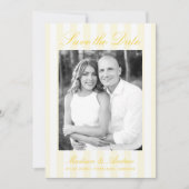 Classic Yellow Stripes Photo Wedding Save The Date (Voorkant)