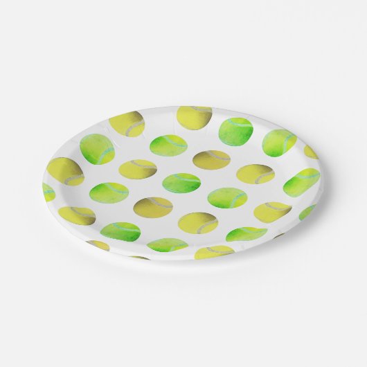 Classic Yellow Tennis Ball Pattern Player White Papieren Bordje (Gekanteld)