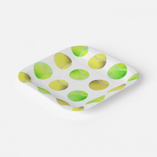 Classic Yellow Tennis Ball Pattern Player White Papieren Bordje (Gebogen)