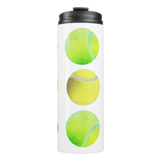 Classic Yellow Tennis Ball Pattern Player White Thermosbeker (Voorkant)