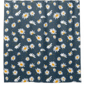 Classic Yellow White Daisy Flowers Navy Douchegordijn (Voorkant)