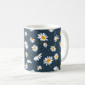 Classic Yellow White Daisy Flowers Navy Koffiemok (Voorkant rechts)