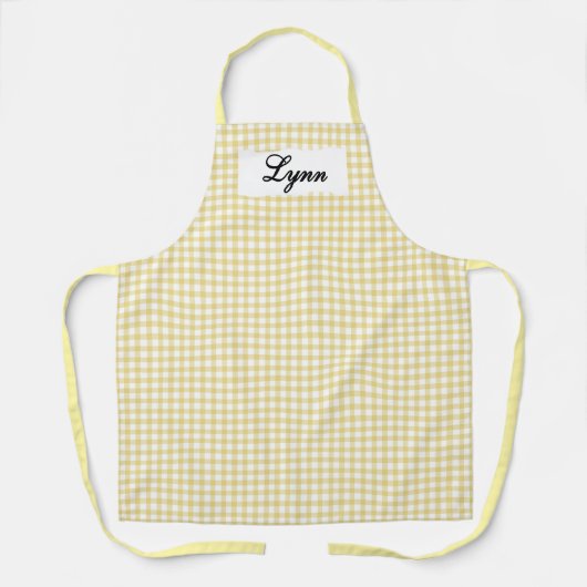 Classic Yellow & White Gingham | Personalized Name Schort (Voorkant)