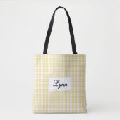 Classic Yellow & White Gingham | Personalized Name Tote Bag (Voorkant)