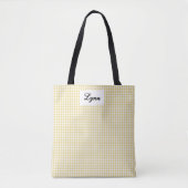 Classic Yellow & White Gingham | Personalized Name Tote Bag (Voorkant)